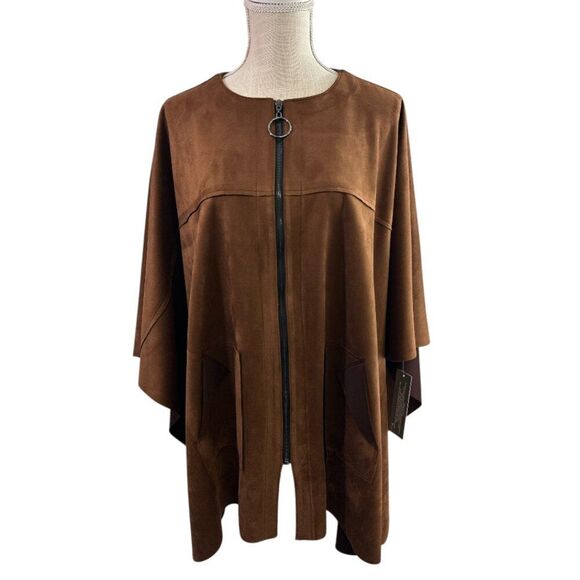 IC By Connie K Poncho Style Jacket Faux Suede Boho Festival Western Sz S NWT - Picture 2 of 15